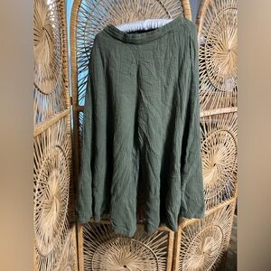 Blue Rain wide legged palazzo gauze pants in Forest Green